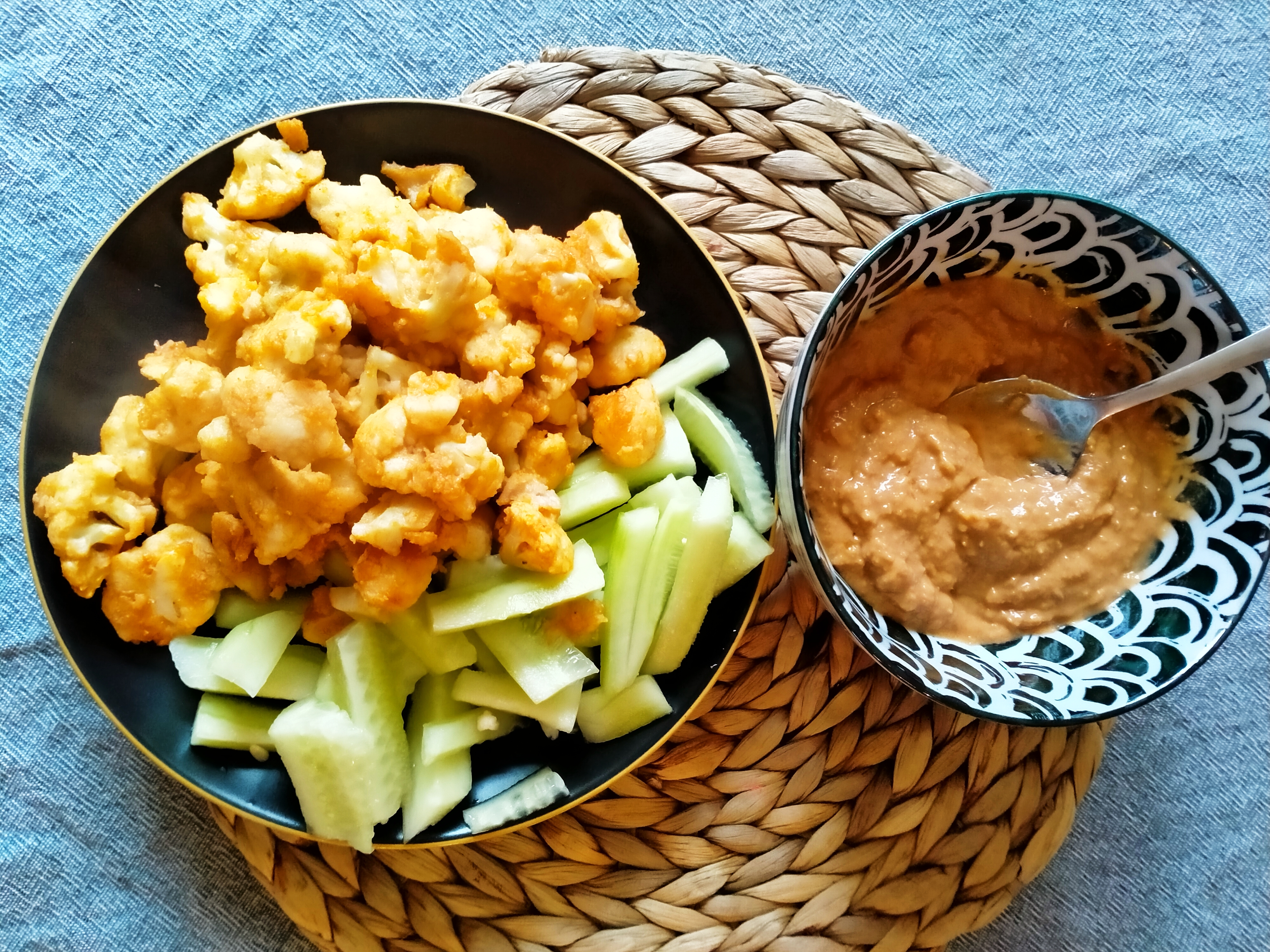The Vegan Cookbook Challenge #4: Roasted Sriracha Cauliflower Bites with Peanut Dipping Sauce – April 2021