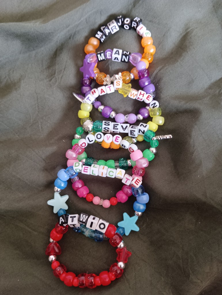 Here are the friendship bracelets I made prior to the show! I traded some of them with two young girls