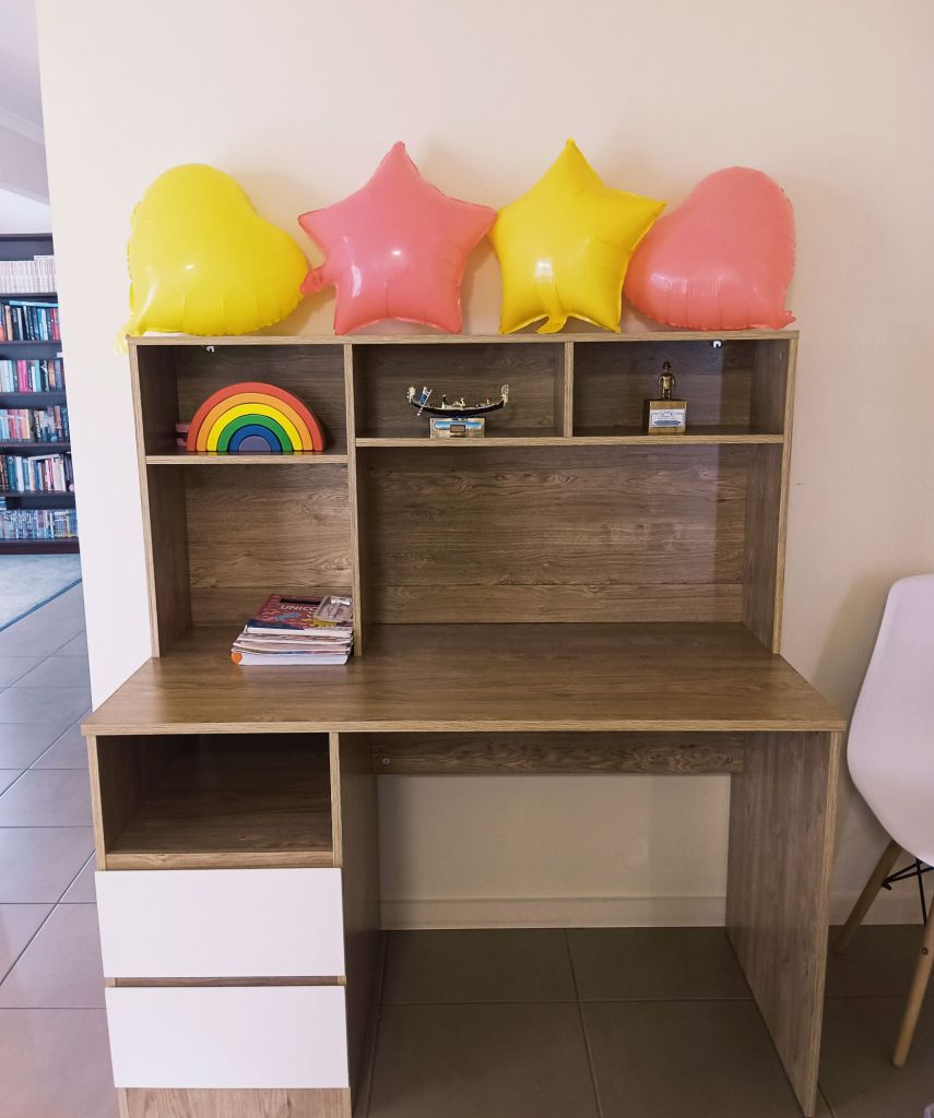 My mum bought Abigail a beautiful big girl desk to do drawing and homework on