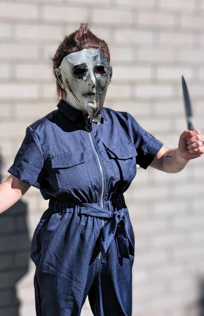 Crediting my husband for taking these fantastic photos of me dressed as Michael Myers!